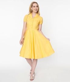 Magnolia Place Yellow Mona Swing Dress  at Unique Vintage