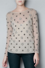 Magnolias embellished top from Zara at Zara