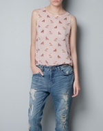 Magnolias pink shirt with foxes at Zara