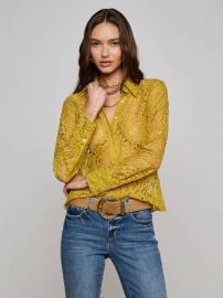 Maia Floral Lace Blouse in Ceylon Yellow Lace L39AGENCE at L'Agence