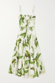 Maidstone tie detailed printed cotton voile midi dress by Cara Cara at Net a Porter