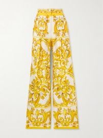 Maiolica printed silk-twill wide-leg pants at Net a Porter