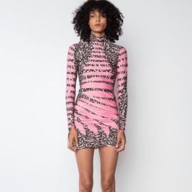 Maisie Wilen Dresses Maisie Wilen Ruched Printed Stretchjersey Turtleneck Mini Dress Pink Size Xs Poshmark at Poshmark