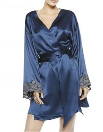 Maison Blue Silk Satin Short Robe by La Perla at Forzieri