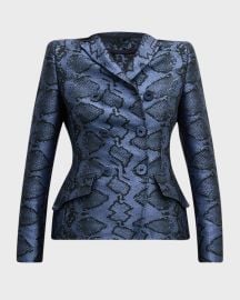 Maison Commmon Double breasted snake jacquard jacket at Neiman Marcus