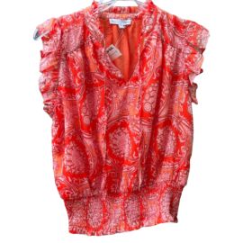 Maison DAmlie Top Blouse Extra Small Orange Paisley Smocked New Womens Shirt eBay at eBay