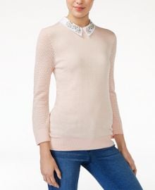 Maison Jules Embellished Collar Sweater  Only at Macy s at Macys