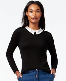 Maison Jules Embellished Perforated-Detail Sweater Only at Macys at Macys