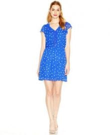 Maison Jules Flutter-Sleeve Dot-Print Dress in Blue at Macys