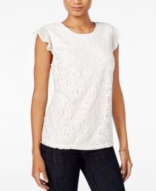 Maison Jules Lace Flutter-Sleeve Top at Macys