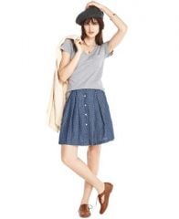 Maison Jules Polka Dot Denim Skirt at Macys