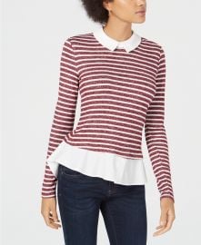 Maison Jules Striped Layered-Look Top at Macys