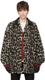 Maison Margiela Black Beige Leopard Print Jacket SSENSE at ssense