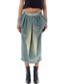 Maison Margiela Gathered Midi Denim Skirt at Cettire