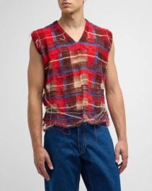 Maison Margiela Mens Destroyed Knit Vest at Neiman Marcus