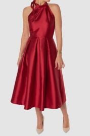 Maison Tara Womenaposs Red Satin Fit amp Flare Halter Dress Size 12 eBay at eBay