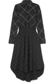 Maje - Asymmetric checked twill midi dress at Net A Porter