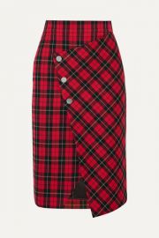 Maje - Janty asymmetric tartan twill wrap skirt at Net A Porter