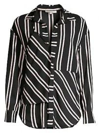 Maje - Larencia Striped Trompe L  039 oeil Collared Shirt at Saks Fifth Avenue