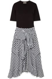 Maje - Stretch-jersey and cotton-blend gingham dress at Net A Porter