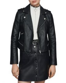 Maje Basalt Leather Moto Jacket Women - Bloomingdale s at Bloomingdales