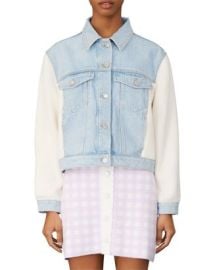 Maje Berlingot Mixed Media Denim Jacket   Bloomingdales at Bloomingdales