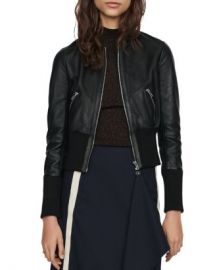 Maje Blotine Cropped Leather Jacket Women - Bloomingdale s at Bloomingdales