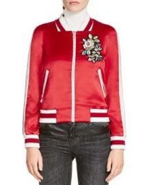 Maje Bob Embroidered Satin Bomber Jacket at Bloomingdales