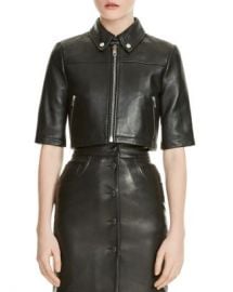 Maje Brittany Cropped Leather Shirt Jacket Women - Bloomingdale s at Bloomingdales