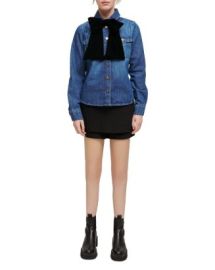 Maje Candy Velvet Bow Denim Shirt   Bloomingdales at Bloomingdales