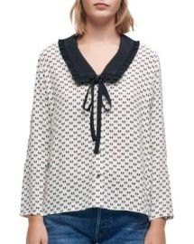 Maje Castel Bow Print Crepe Shirt   Bloomingdales at Bloomingdales