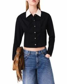 Maje Cropped Poplin Shirt Bloomingdale39s at Bloomingdales