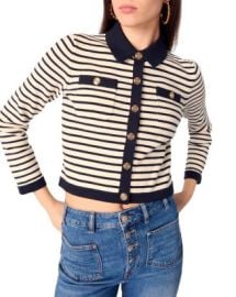 Maje Cropped Rib Knit Shirt Collar Cardigan Bloomingdales at Bloomingdales