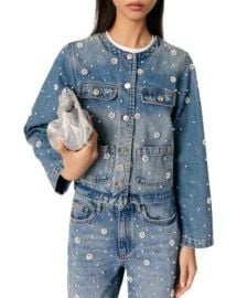 Maje Embellished Denim Jacket Bloomingdales at Bloomingdales