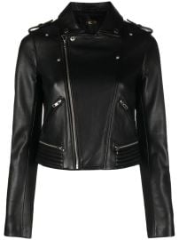 Maje Fitted Leather Biker Jacket - at Farfetch