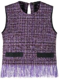 Maje Fringed Tweed Top - at Farfetch