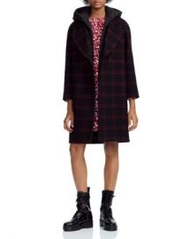 Maje Gloz Plaid Down-Hood Coat Women - Bloomingdale s at Bloomingdales