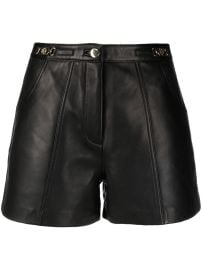 Maje Imori logo-trim Leather Shorts - at Farfetch