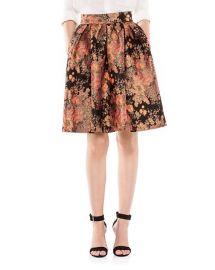 Maje Jaggy Floral Jacquard Flared Skirt at Bloomingdales