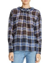 Maje Lancha Ruched Plaid Top at Bloomingdales