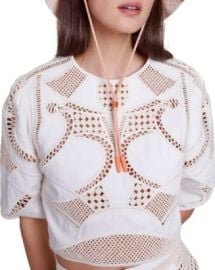 Maje Liany Cotton Embroidered Top Bloomingdales at Bloomingdales