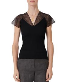 Maje Lilio Lace Trim Top    Bloomingdales at Bloomingdales