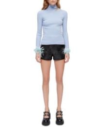 Maje Manuplume Feather Trim Sweater Bloomingdales at Bloomingdales