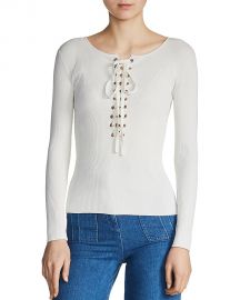 Maje Matana Lace-Up Sweater Ecru at Bloomingdales