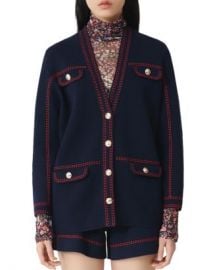 Maje Mollie Topstitched Cardigan Women - Bloomingdale s at Bloomingdales