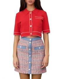 Maje Moss Cropped Short Sleeve Cardigan   Bloomingdales at Bloomingdales