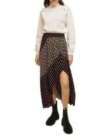 Maje Notched Monogram Print Midi Skirt   Bloomingdales at Bloomingdales