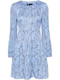 Maje Patterned Pleated Dress in Blue Chains Print at Farfetch