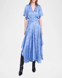 Maje Racheliani Asymmetric Satin Dress at Neiman Marcus