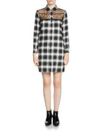 Maje Raja Lace Yoke Plaid Shirt Dress at Bloomingdales